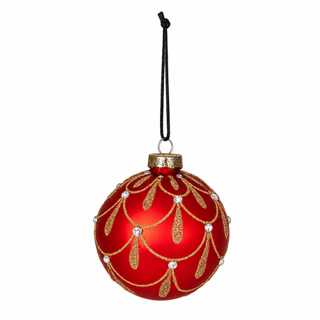 Red matte glass Christmas bauble with garland from Speedtsberg