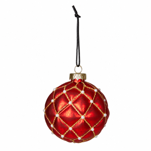 Glass Christmas ornament with rustic windowpane pattern from Speedtsberg