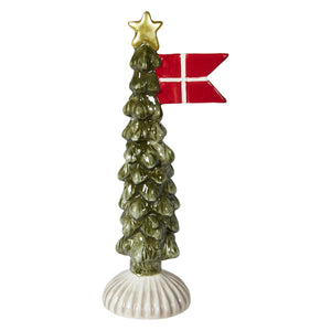 Ceramic Christmas tree with star and flag, 18 cm tall, from Speedtsberg