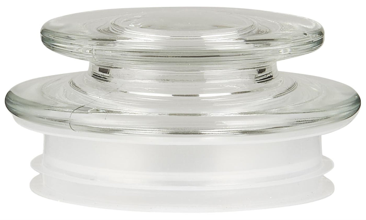 Close-up of the clear glass lid for the Ib Laursen storage jar