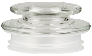 Close-up of the clear glass lid for the Ib Laursen storage jar