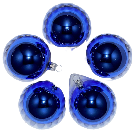 Julekugler blå blank 6 cm 5-pak