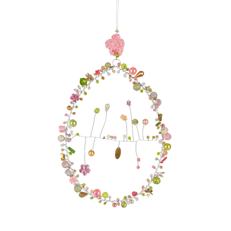 Påskeæg med perler 20 cm højt rosa