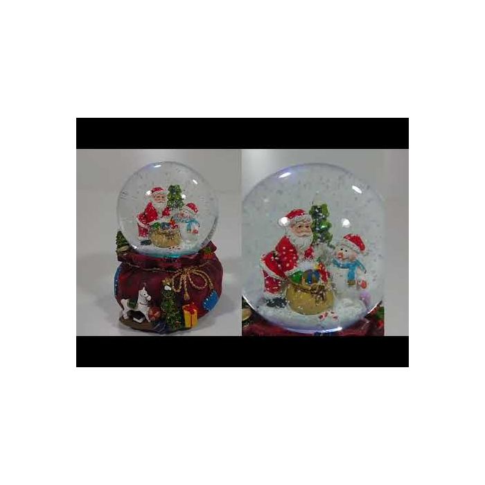 Snow globe Santa with gift sack