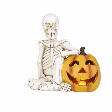 Skeletons with pumpkins and LED lights