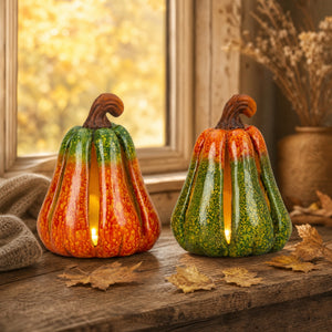 Pumpkin with LED lights 21 cm high