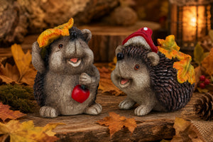Hedgehog with autumn decorations