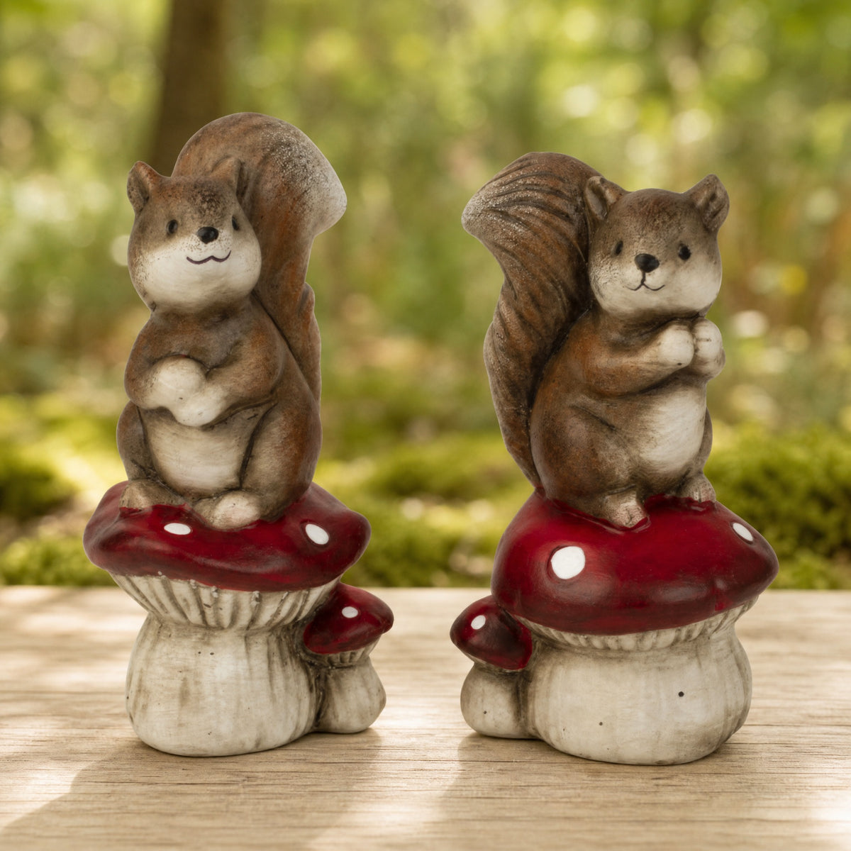 Squirrel standing on mushroom