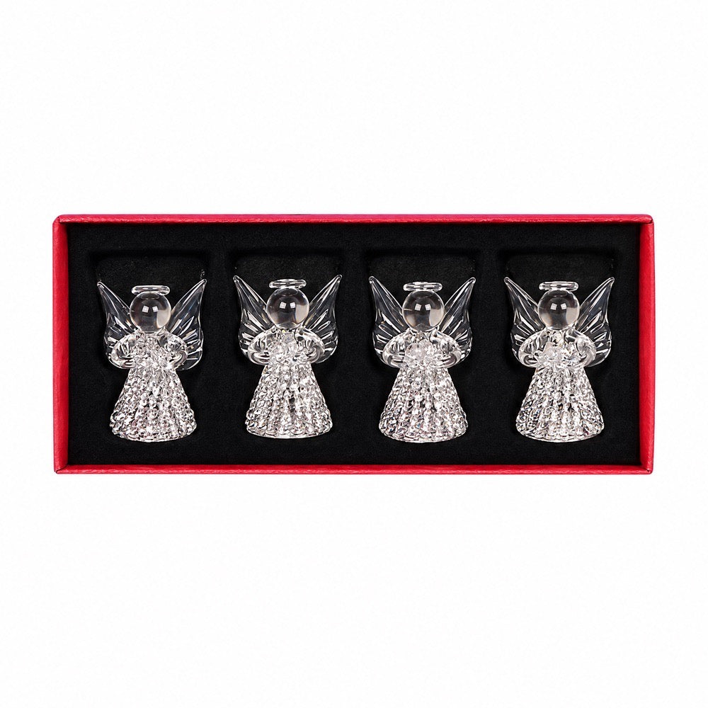 Glass angels, 6 cm tall, pack of 4 for the Christmas tree