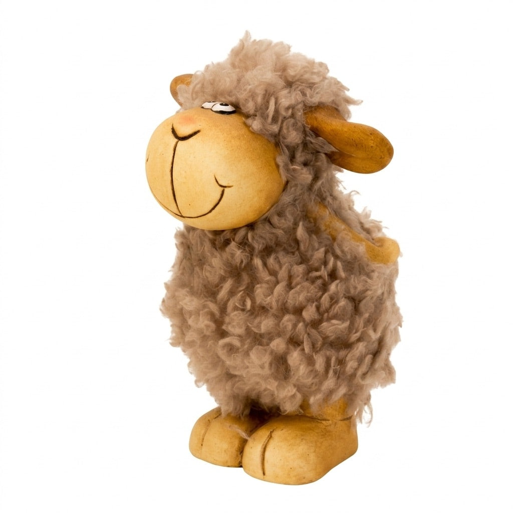 Standing sheep with fur 16 cm high