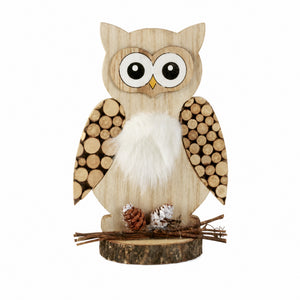 Owl with wooden mosaic 18 cm high