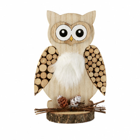Owl with wooden mosaic 18 cm high