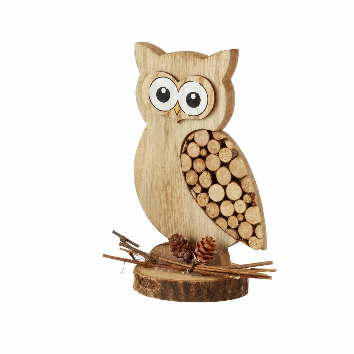Owl with wooden mosaic 18 cm high