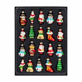 Mini figure-shaped glass Christmas ornaments, 20-pack, assorted shapes for Christmas tree