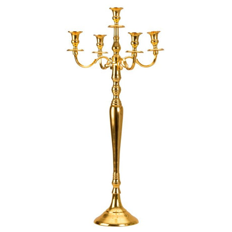5-armet guldfarvet gulvlysestage