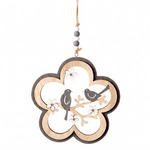 Wooden ornament with birds 29 cm high
