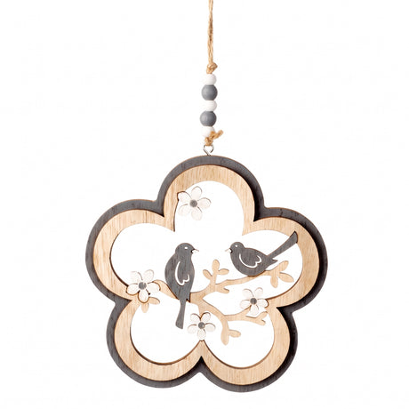 Wooden ornament with birds 29 cm high