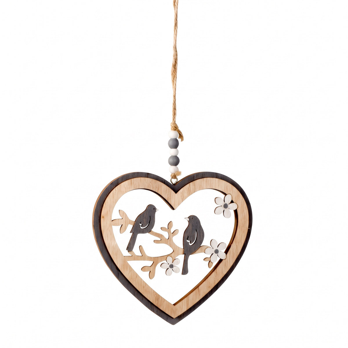 Wooden ornament with birds 29 cm high