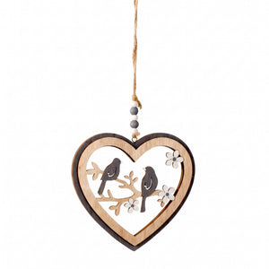 Wooden ornament with birds 29 cm high