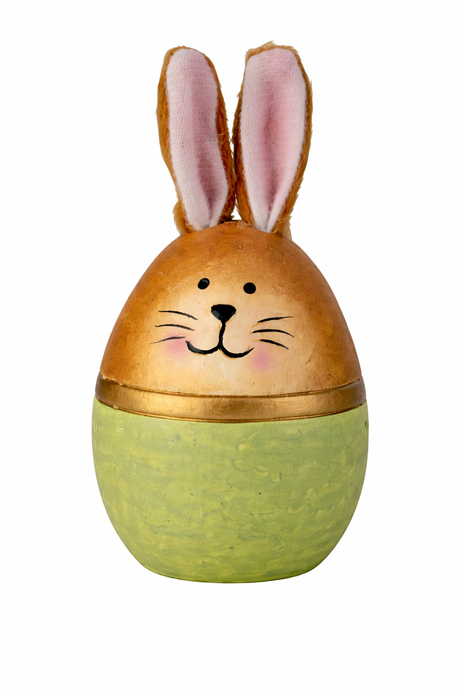 Påskehare i keramik med æggeform lysegrøn