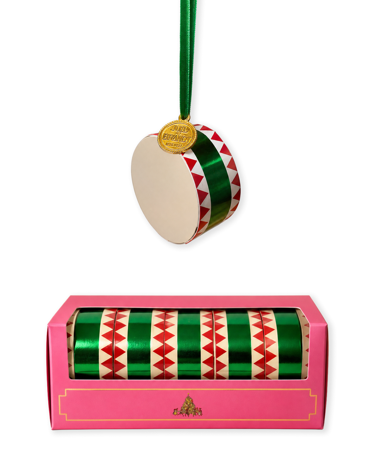 Set of 5 paper drums with green ribbon from Juel & Brandt