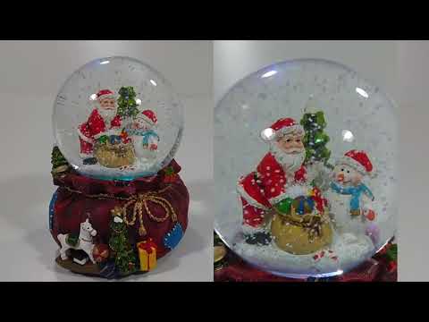Snow globe Santa with gift sack