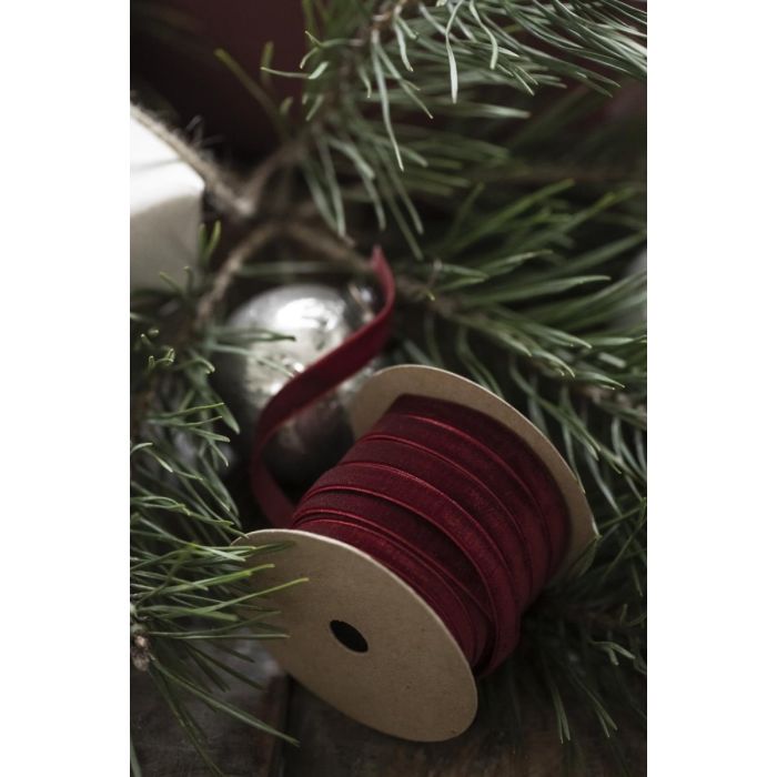 Velourbånd på spole 10 m bordeaux