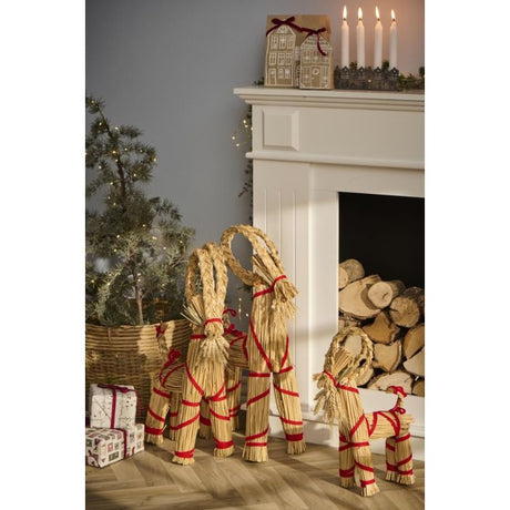 Julebuk m/rødt bånd og skæg 63 cm høj