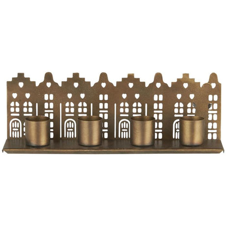 Lysestage med husfacader