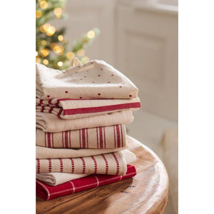 Viskestykke natur m/røde hjerter